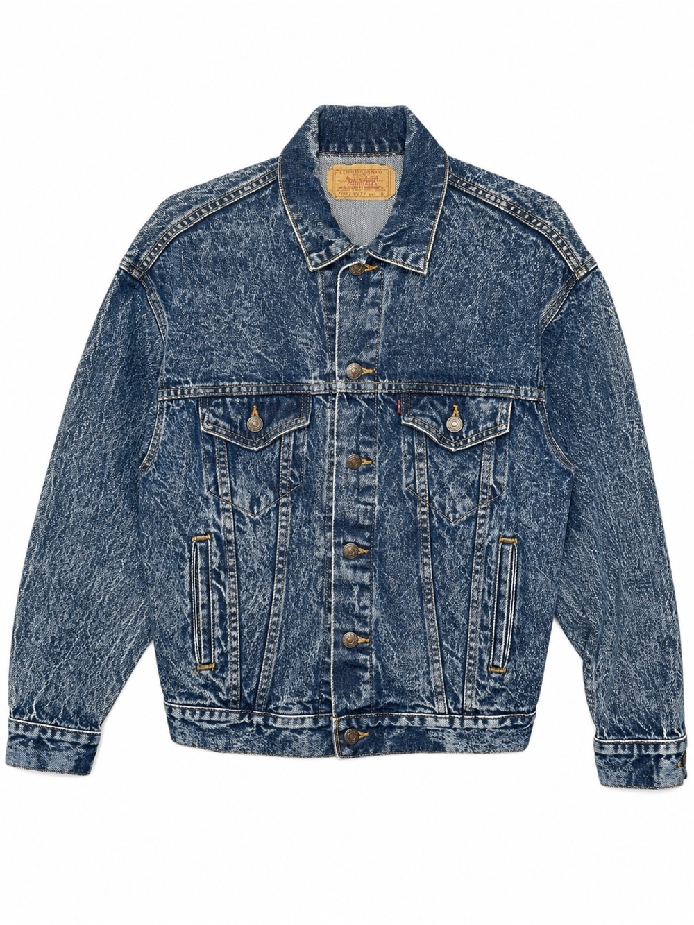 Vintage Levis Type III 70507 Acid Wash Denim Trucker Jacket Made in USA Small